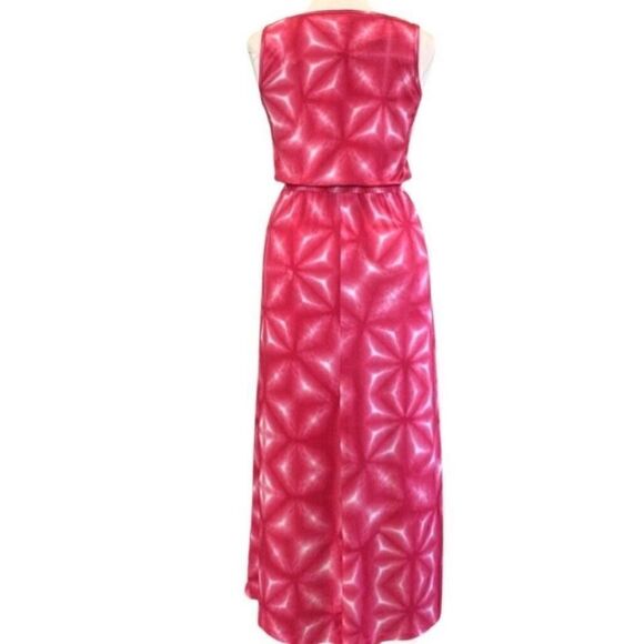 Calvin Klein Sleeveless Scoop Neck Pink Tie Dye Maxi Dress Size 4 - Picture 4 of 5